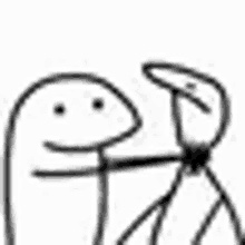 a black and white drawing of a cartoon character holding a person 's head .