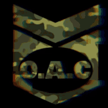 a logo for o.a.c. is displayed on a dark background