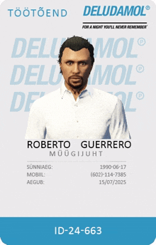 a roberto guerrero id card with a picture of a man