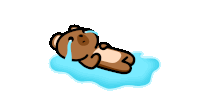 a cartoon of a teddy bear laying in a puddle of water crying