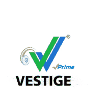 a logo for vestige prime with a green check mark