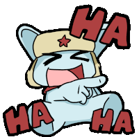 a cartoon drawing of a cat laughing with the words ha ha on it