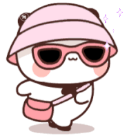 a cartoon character wearing sunglasses and a pink hat