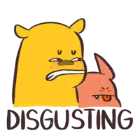 a cartoon of a bear and a pig with the word disgusting underneath them