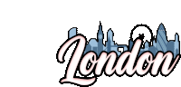 a logo that says london with a ferris wheel in the background