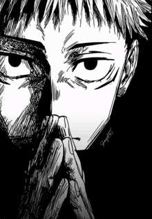 a black and white drawing of a man 's face with the name stampart written below it