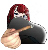 a cartoon of a girl smoking a cigar with smoke coming out of her mouth