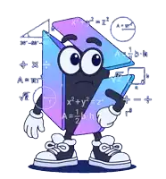 a cartoon drawing of a book with mathematical equations surrounding it