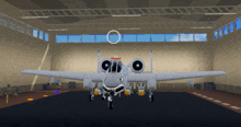 a cartoon airplane in a hangar with a circle around it that says " full power " on it