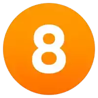 an orange circle with the number eight inside