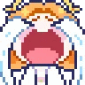 a pixel art drawing of a girl with her mouth open .