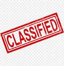 a red stamp that says classified on a transparent background