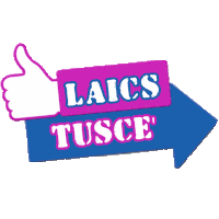 a sign that says laics tusce with an arrow pointing to the right