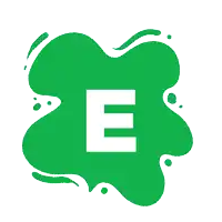 a green blob with the letter e in the middle