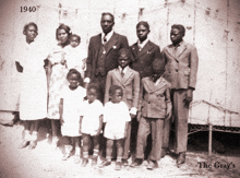 a black and white photo of the gray 's family in 1940