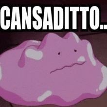 a cartoon character with a sad face is laying on the ground with the words `` cansaditto '' written on it .