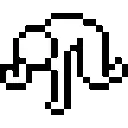 a black and white pixel art of a elephant 's head .