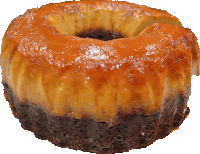 a close up of a bundt cake with caramel icing