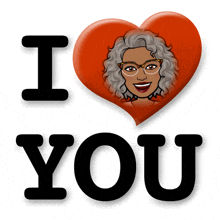 a red heart that says i love you with a woman 's face on it