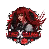 a girl with red hair is surrounded by red roses and the words last x village