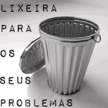 an empty trash can with the words lixeira para os seus problemas written above it