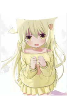 a drawing of a girl with long blonde hair and a heart on her head