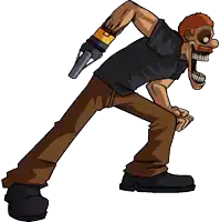 a cartoon drawing of a man with a gun