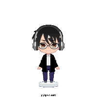 a cartoon of a boy wearing headphones and glasses is copyrighted by c2024 charat