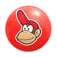 a red ball with a monkey on it