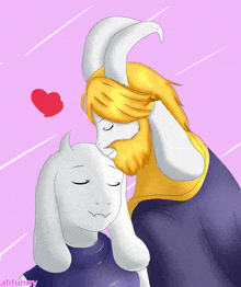 a drawing of a goat and a man with a heart in the background