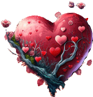 a red heart surrounded by hearts and flowers on a white background