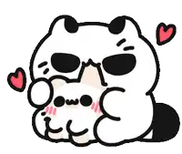 a cartoon of a panda with hearts around it