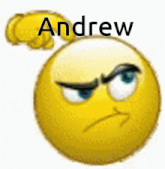 a smiley face with the name andrew written above it