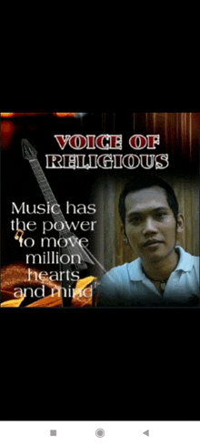 a picture of a man with the words voice of religious music has the power to move million hearts and minds