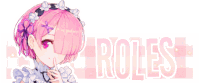 a picture of a girl with pink hair and the words " roles "