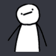 a stick figure with a smile on his face is standing in the dark .