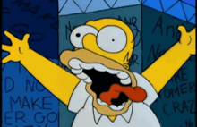 a cartoon of homer simpson with his tongue out