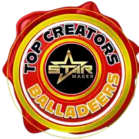 a logo for top creators balladeers star maker