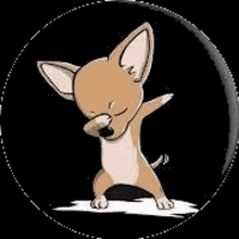 a cartoon of a chihuahua dancing in a circle .