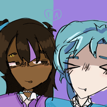 a drawing of a boy and a girl with a heart behind them