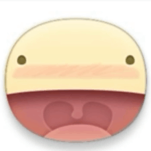 a close up of a cartoon face with a big mouth