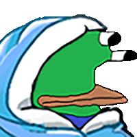 a cartoon of a green frog wearing a white hoodie