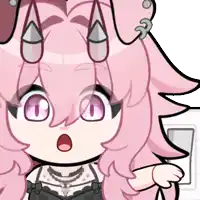 a cartoon drawing of a girl with pink hair and a surprised look on her face