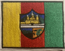 a patch of a flag with a coat of arms