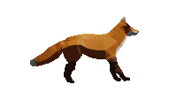 a low poly drawing of a fox with a white background