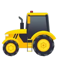 a yellow tractor with a red light on the top