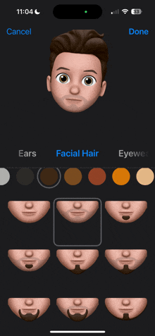 a screenshot of a cartoon face being created on a phone