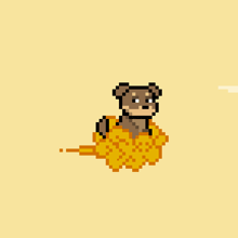 a pixel art illustration of a dog flying through the air
