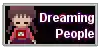 a pixel art of a girl with the words dreaming people above her