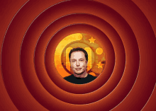 a picture of elon musk is in the center of a red circle